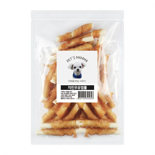펫츠맘마 강아지 수제간식 껌롤 200g, 치킨 + 우유, 1개