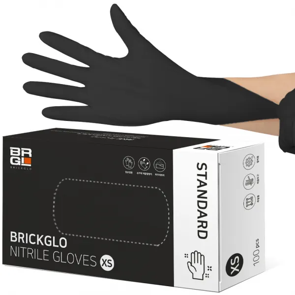 브릭글로 스탠다드 니트릴장갑 블랙 XS, 1개, 100개