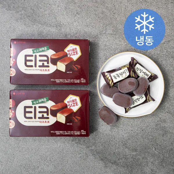 롯데제과 티코 다크초코 아이스크림 (냉동), 510ml, 2개