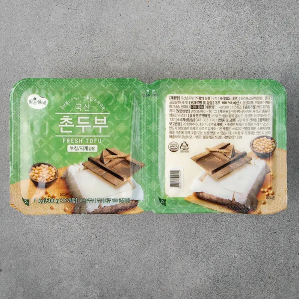 맑은물에 국산촌두부, 1kg, 1개