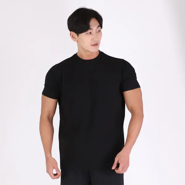 허그본 남성용 데일리 머슬핏 무지 반팔 티셔츠 무지라인