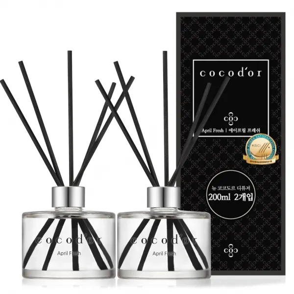 코코도르 NEW 디퓨저 200ml 2개 + 섬유스틱 10개 세트, 에이프릴 프레쉬