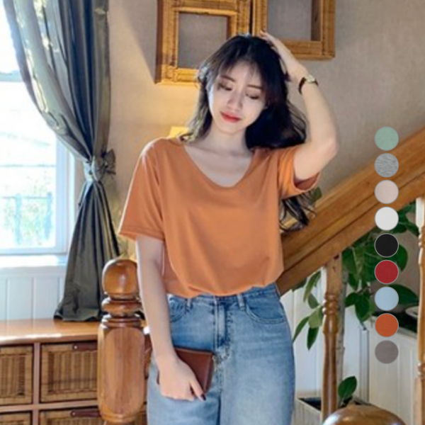 여성용 스토우 베이직 라운드 티셔츠 T6482K13