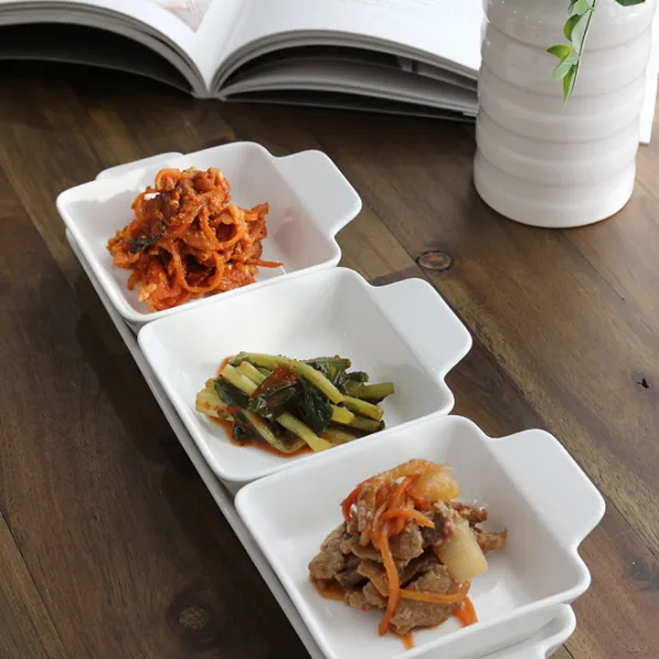 쓰임 나눔 접시 사각찬기 3p + 사각접시 세트, 모던 화이트, 1세트