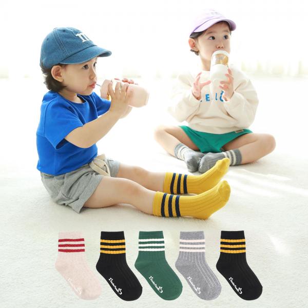 두발로 아동용 데일리 삼선 링글 중목 양말 7켤레 세트