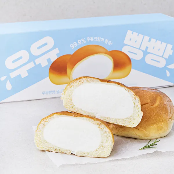 [로켓프레시] 후앙 우유빵빵 생크림빵, 3개, 140g