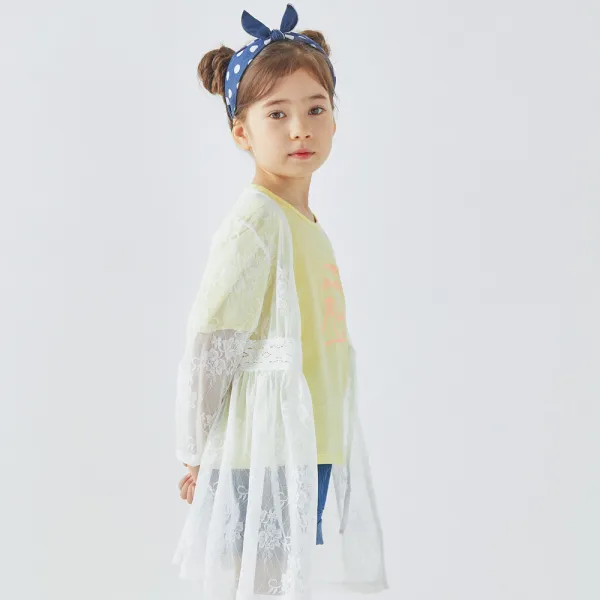 올리반 여아용 레이스 로브 가디건