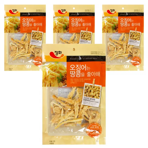 정화식품 오징어는 땅콩을 좋아해 조미오징어, 40g, 4개