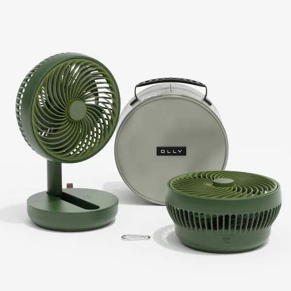 올리 접이식 캠핑용 탁상 선풍기 + 전용파우치, 포레스트그린, OLFF11K