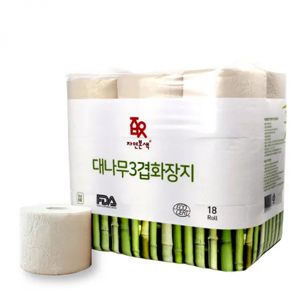 자연본색 천연펄프 친환경 대나무 3겹 롤화장지 35m, 1팩, 18롤