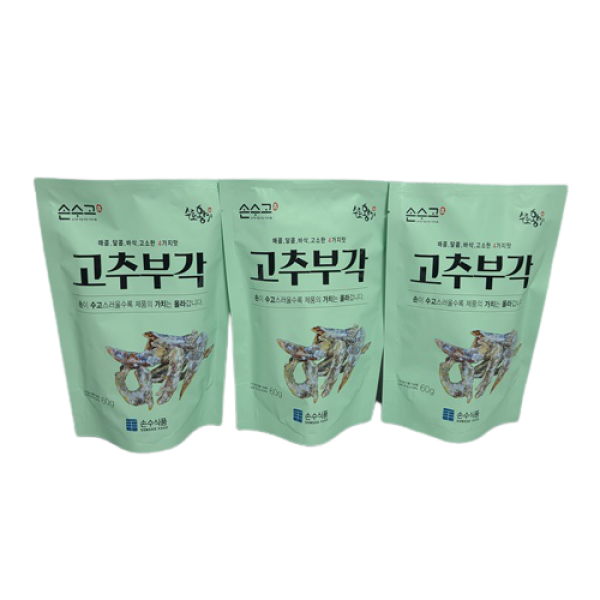 손수식품 손수고 고추부각, 60g, 3개