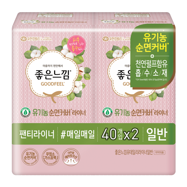 좋은느낌 유기농 순면커버 일반 데일리 라이너, 80매입, 1개