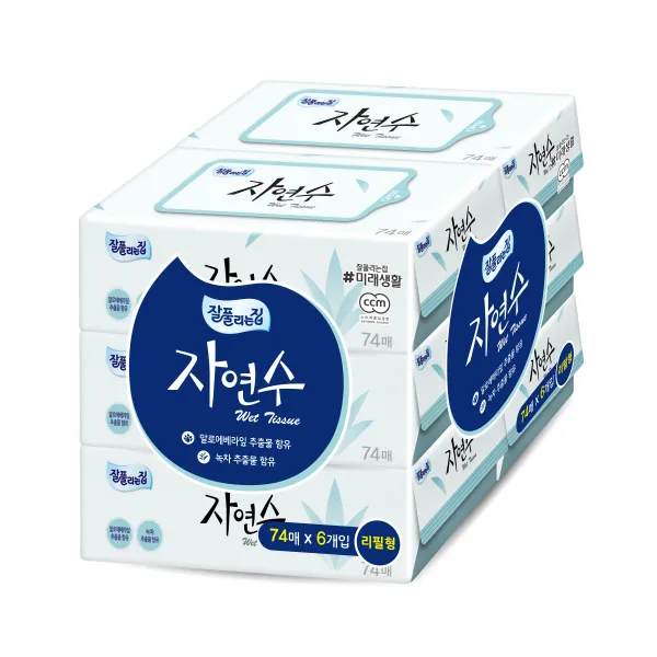 잘풀리는집 자연수 물티슈, 74매, 6개