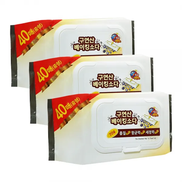에파타클린업 구연산 베이킹소다 베이직 물걸레청소포 중형 40매 3개입