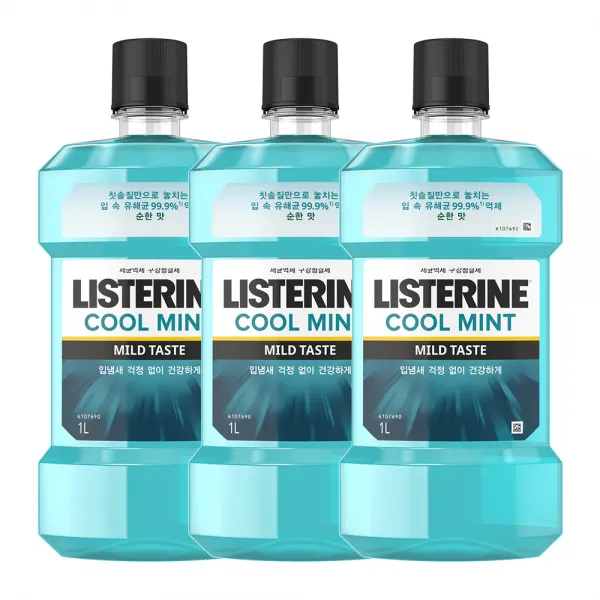 리스테린 쿨민트 마일드 구강청결제, 1000ml, 3개