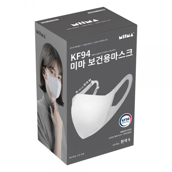미마마스크 보건용 마스크 소형 KF94, 1개입, 30개, 흰색