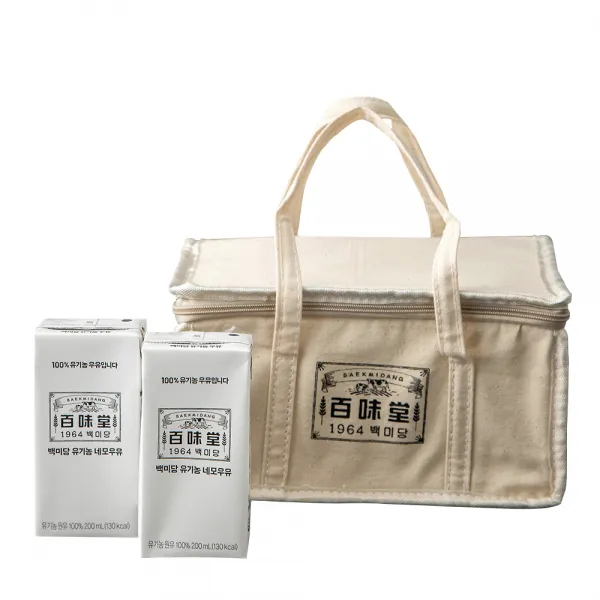 백미당 유기농 네모우유 200ml x 9p + 아이스백 세트, 1세트