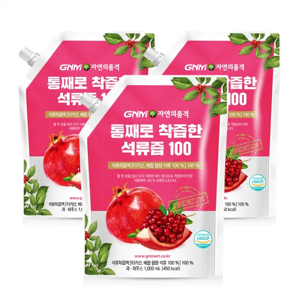 GNM자연의품격 통째로 착즙한 석류즙 100, 1000ml, 3개