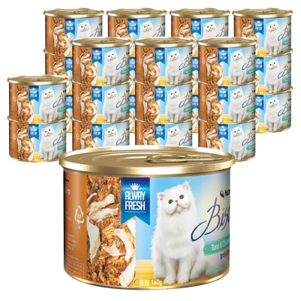 비스트로 고양이용 흰살참치와 닭안심 캔, 24개입, 160g