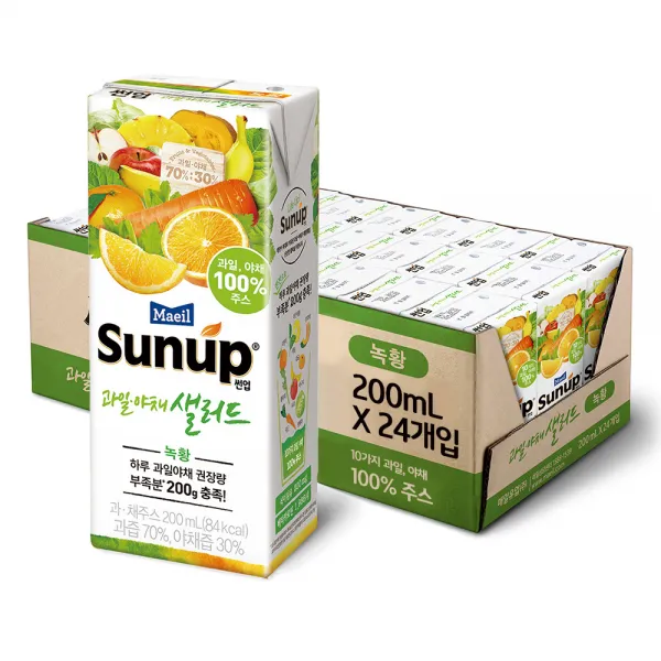 썬업 과일야채샐러드 혼합쥬스 녹황, 200ml, 24팩