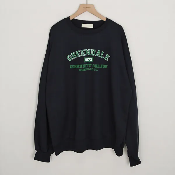 마이시즌 여성용 그린데일 배색 프린팅 맨투맨