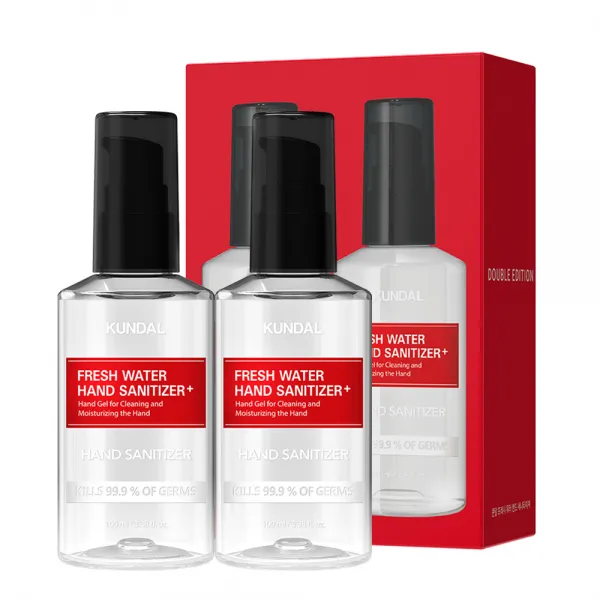 쿤달 프레시 워터 핸드 세니타이저 휴대용 손소독제, 100ml, 2개