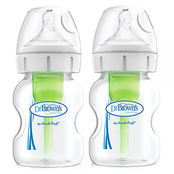 닥터브라운 와이드넥 옵션스 플러스 PP젖병 150ml 2p, 1단계, 혼합 색상