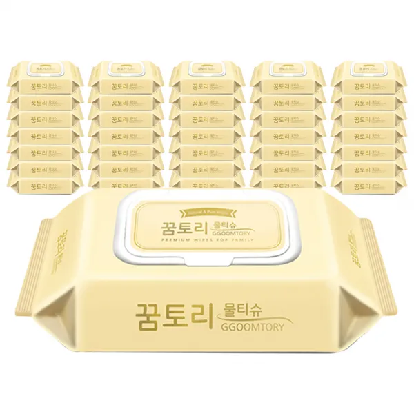 꿈토리물티슈 더 도톰한 골드 캡형 엠보싱 60매 10개