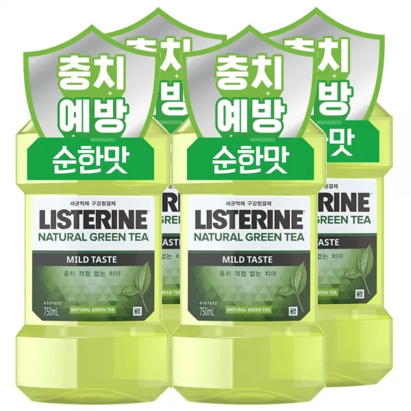 리스테린 내추럴 그린티 마일드 구강세정제 750ml 4개