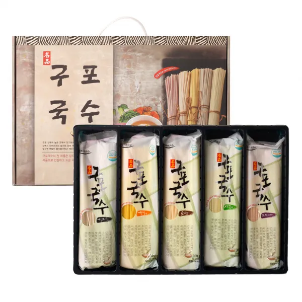 구포국수 오색 국수 선물세트 일반소면 300g + 강황 300g + 자색고구마 300g + 시금치 300g + 검정콩300g, 1세트