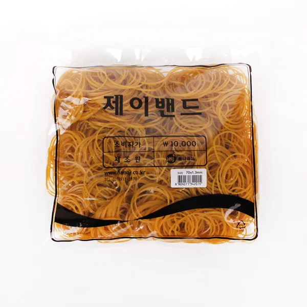 제이밴드 10000 고무밴드 70 x 1.3 mm, 노란색, 1개