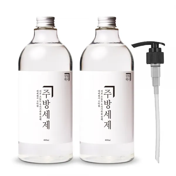 살림백서 주방세제 자몽향 1L x 2p + 전용펌프 세트, 1세트