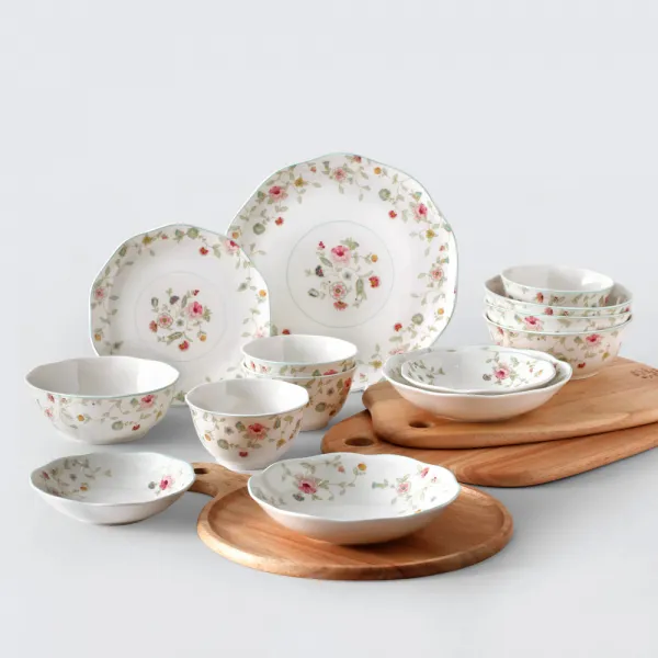 ZEN 미쉘 4인 홈세트 14p, 혼합색상, 공기 4p + 대접 4p + 접시 2종 + 5굽부 2p + 6굽부 2p