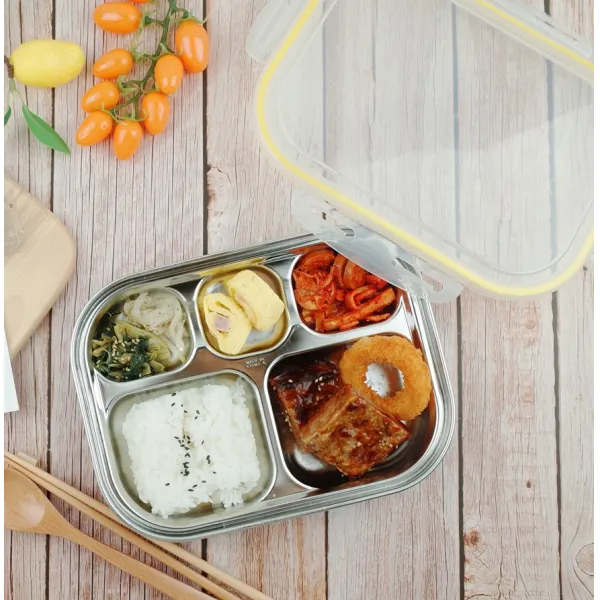 에스유컴퍼니 베이직 스텐 식판도시락, 옐로우, 단품