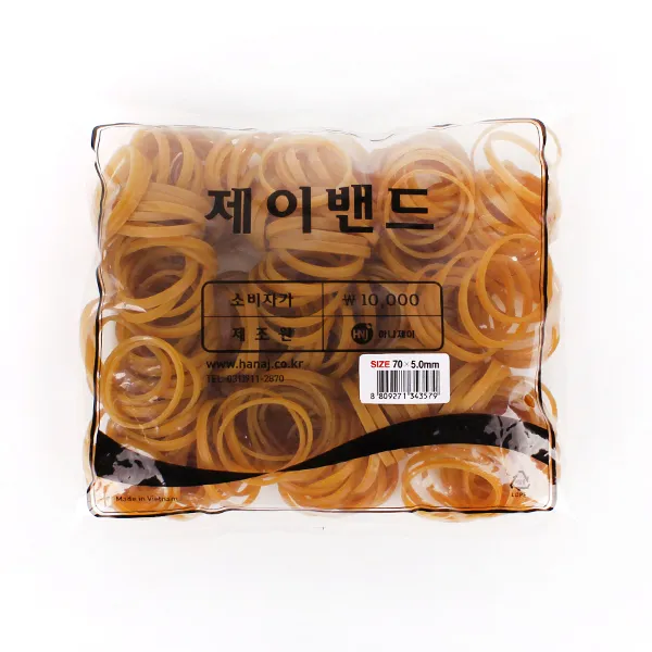 제이밴드 10000 고무밴드 70 x 5 mm, 노란색, 1개