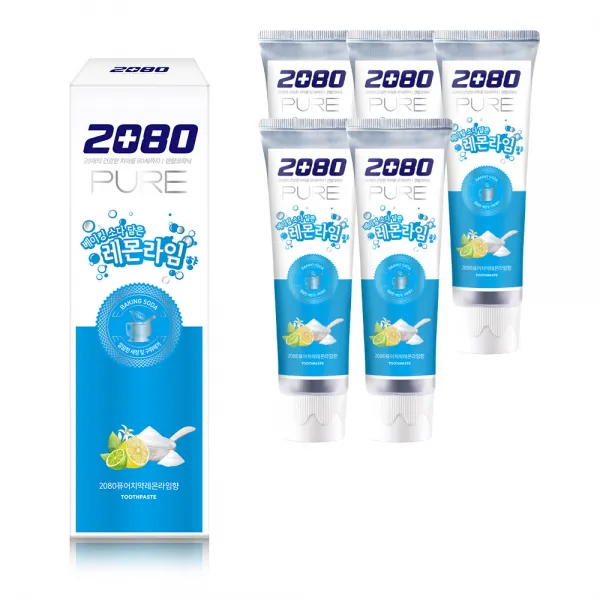 애경 2080 베이킹소다 퓨어 레몬라임향 치약 120g 6개