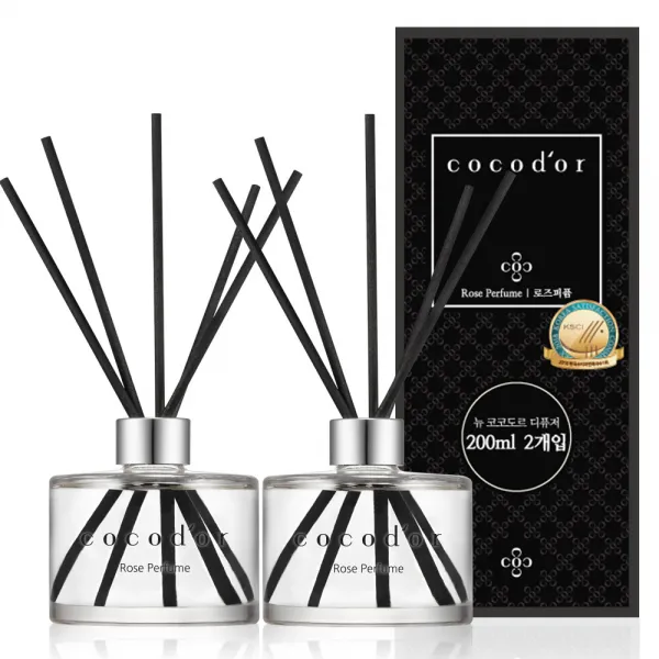 코코도르 New 디퓨저 200ml 2개 + 섬유스틱 10개 세트 로즈퍼퓸