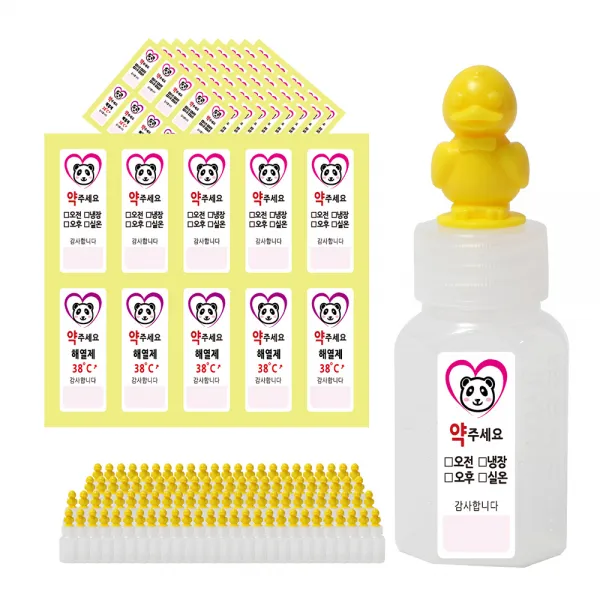 연두앵두 오리 캐릭터 투약병 100p + 팬더 투약스티커 100p, 1세트