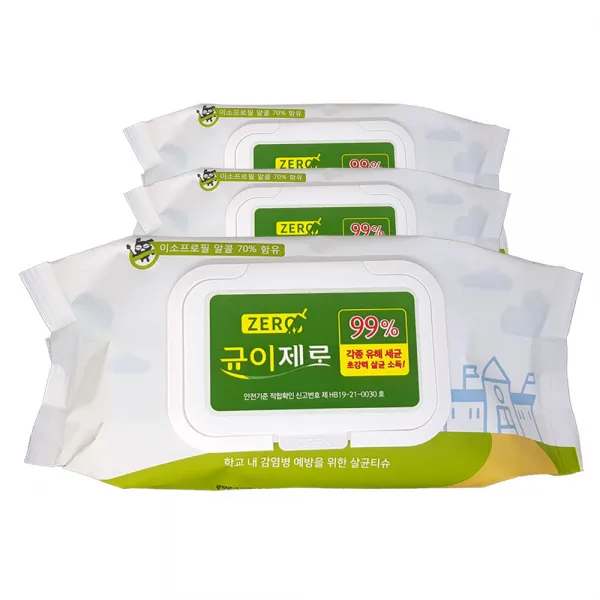 균이제로 살균 소독 티슈 75매 3팩