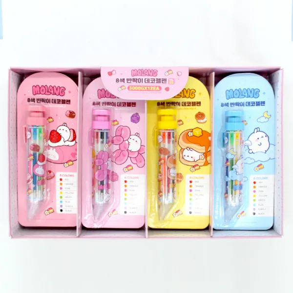 몰랑 8색 반짝이 데코젤 펜, 혼합색상, 12개