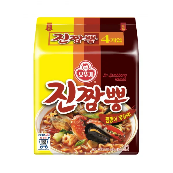 오뚜기 진짬뽕 봉지라면, 130g, 4개