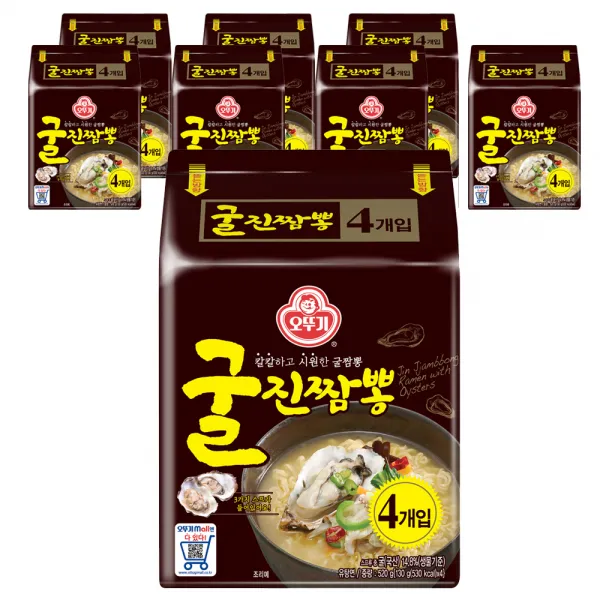 오뚜기 굴진짬뽕 라면 멀티팩 4p, 520g, 8팩