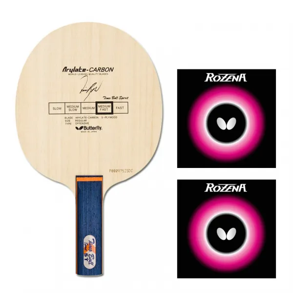 버터플라이 쉐이크 티모볼 스피릿 탁구라켓 St + 로제나 러버 2p