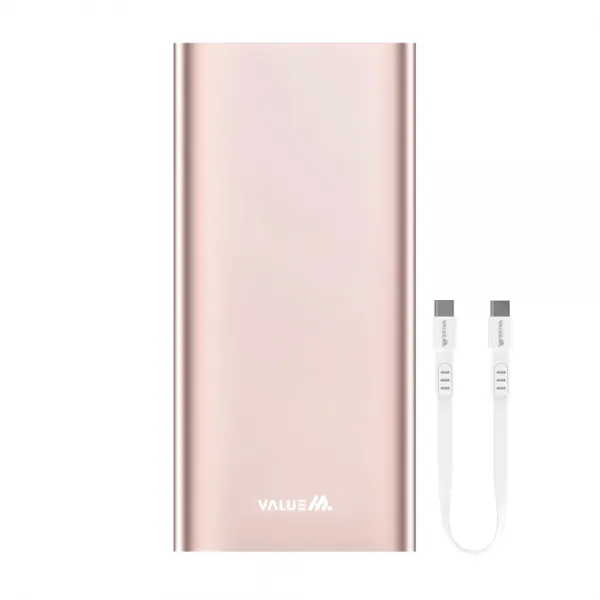 밸류엠 슬림 메탈 PD 고속 보조배터리 10000mAh + CtoC 케이블, 로즈골드, BND-PM10PQ