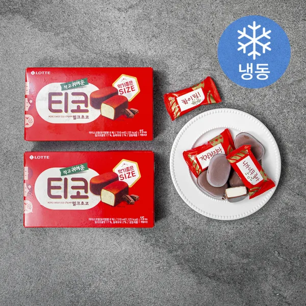 롯데제과 티코 밀크초코 아이스크림 15개입 (냉동), 510ml, 2개