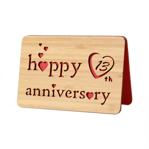 허슬랜드 13주년 기념 핸드메이드 대나무 목재 카드, 우드, 1개