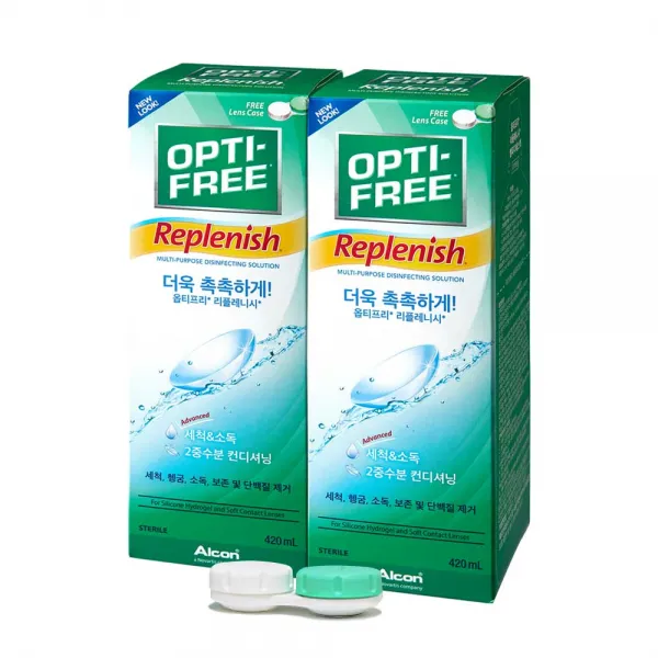 옵티프리 리플레니시 렌즈세정액 420ml x 2p + 렌즈케이스, 420ml, 1세트