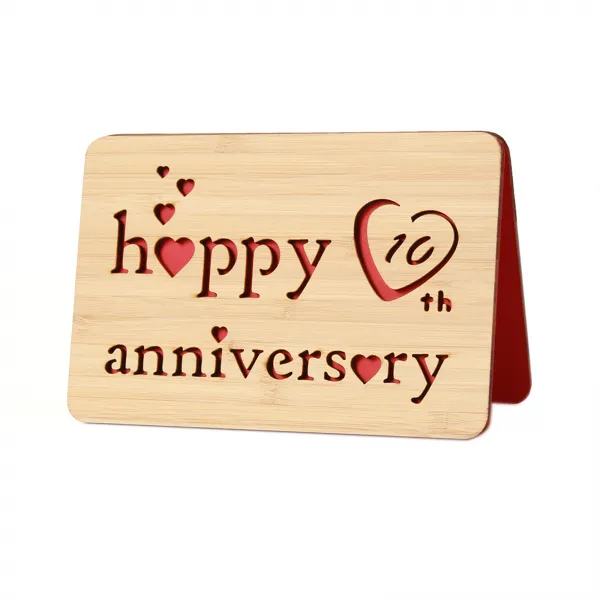 허슬랜드 10주년 기념 핸드메이드 대나무 목재 카드, 우드, 1개