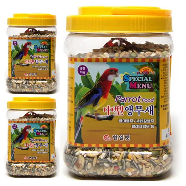 재롱이 프리미엄 중형 앵무새사료 1kg 3개