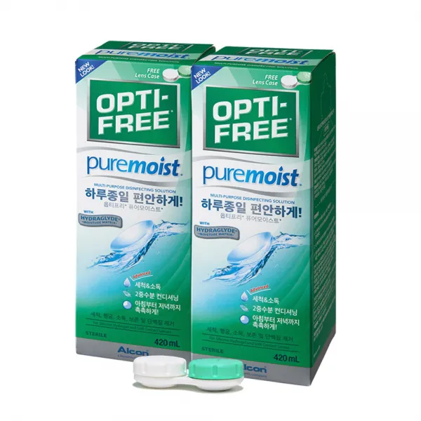옵티프리 퓨어모이스트 렌즈세정액 420ml x 2p + 렌즈케이스, 1세트